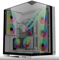 POWERBOOST JBST-PBA100W ECLIPSE BEYAZ 8*ARGB Fan Triple Temperli Cam Type-C Ahşap Mid-T Seaview ATX Gaming Kasa